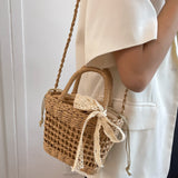 Woven Straw Beach Handbag