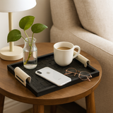 Rattan-Style Leather Tray