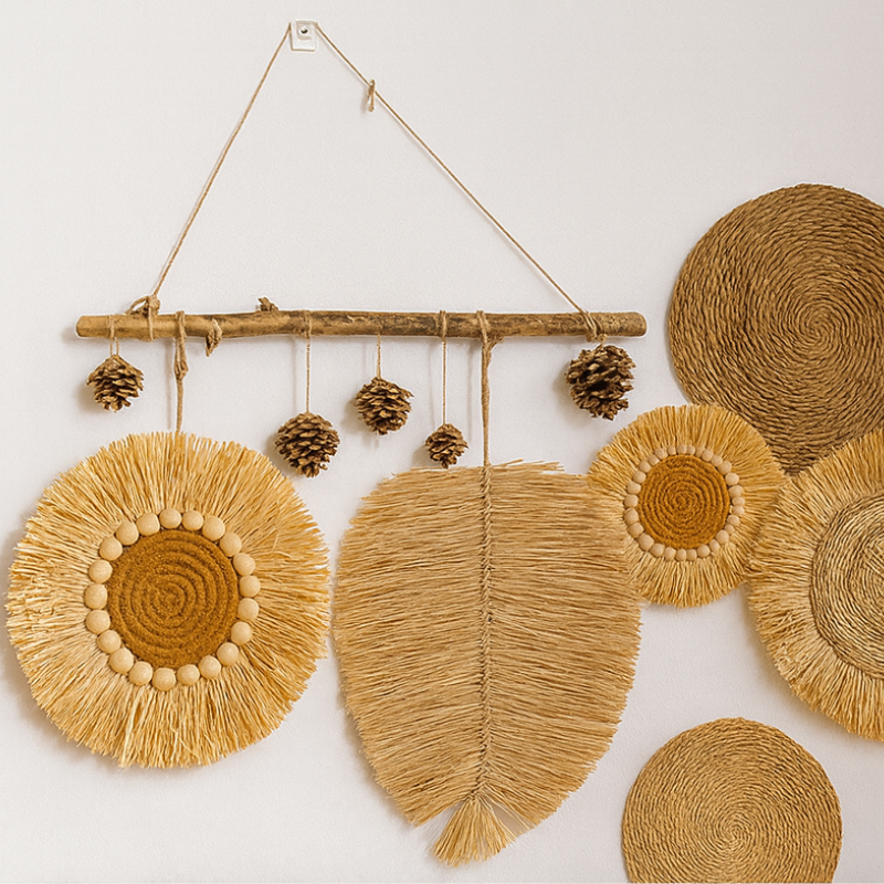 Boho Raffia Wall Decor Set