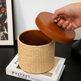 Rattan Round Storage Box