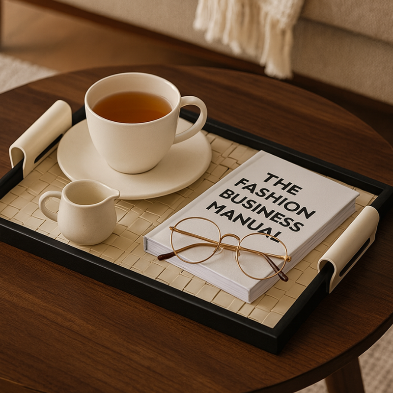 Rattan-Style Leather Tray