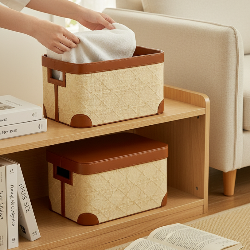 Rattan-Style Lidded Storage Box