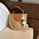 Crescent Woven Straw Shoulder Bag