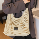 Rattan-Style Woven Bucket Bag