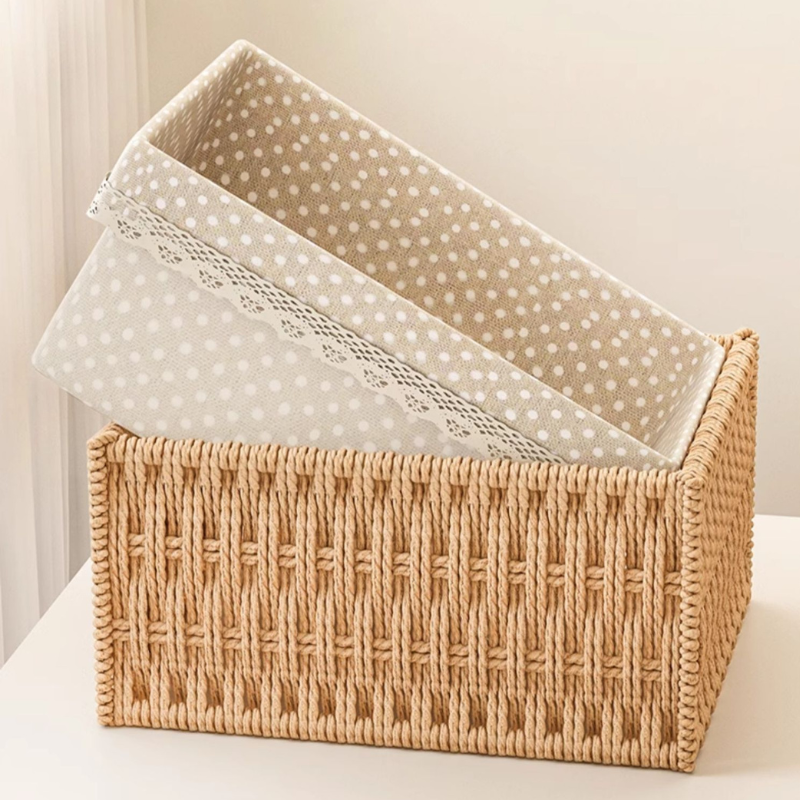 Natural Rattan Organizer Basket