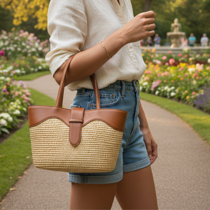 Woven Straw Shoulder Tote