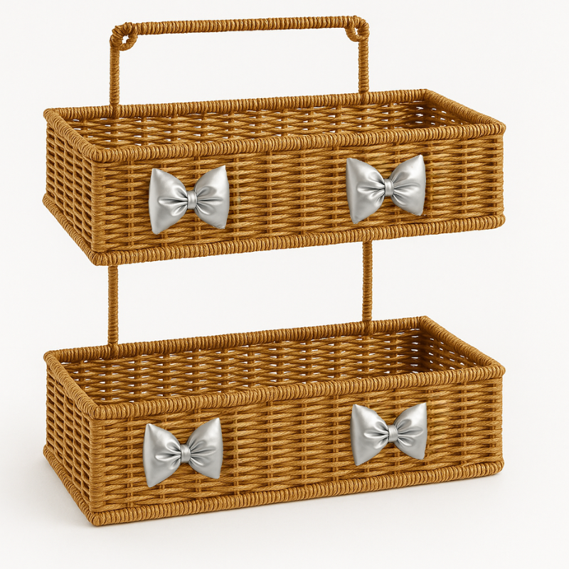 Fluffy Bow Charm Rattan Shelf Bundle