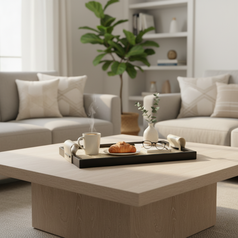 Rattan-Style Leather Tray