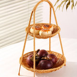 Tiered Rattan Serving Stand