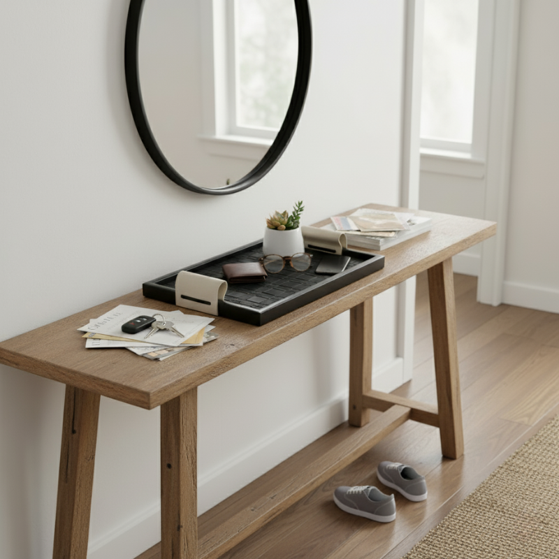 Rattan-Style Leather Tray