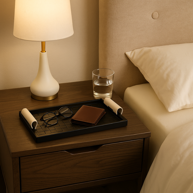 Rattan-Style Leather Tray