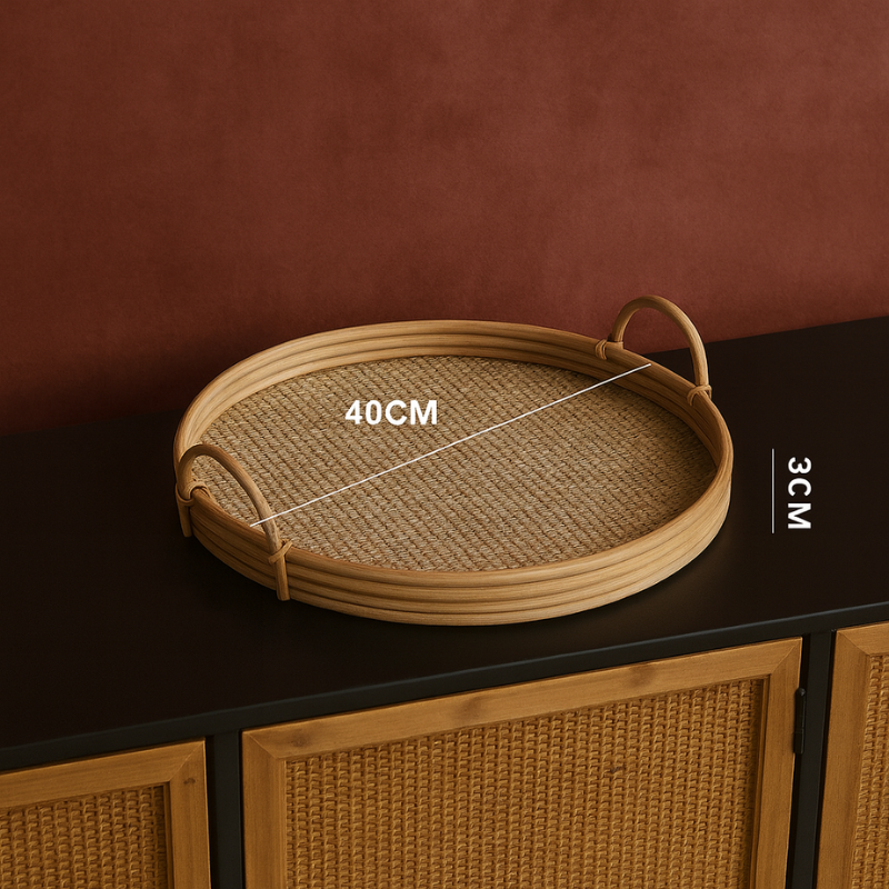 Rattan Round Serving Tray