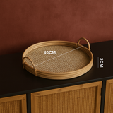 Rattan Round Serving Tray