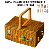 Animal Charm Lidded Picnic Basket Bundle