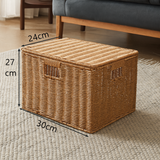 Woven Lidded Rattan Storage Basket