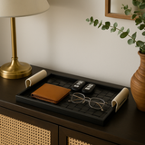 Rattan-Style Leather Tray