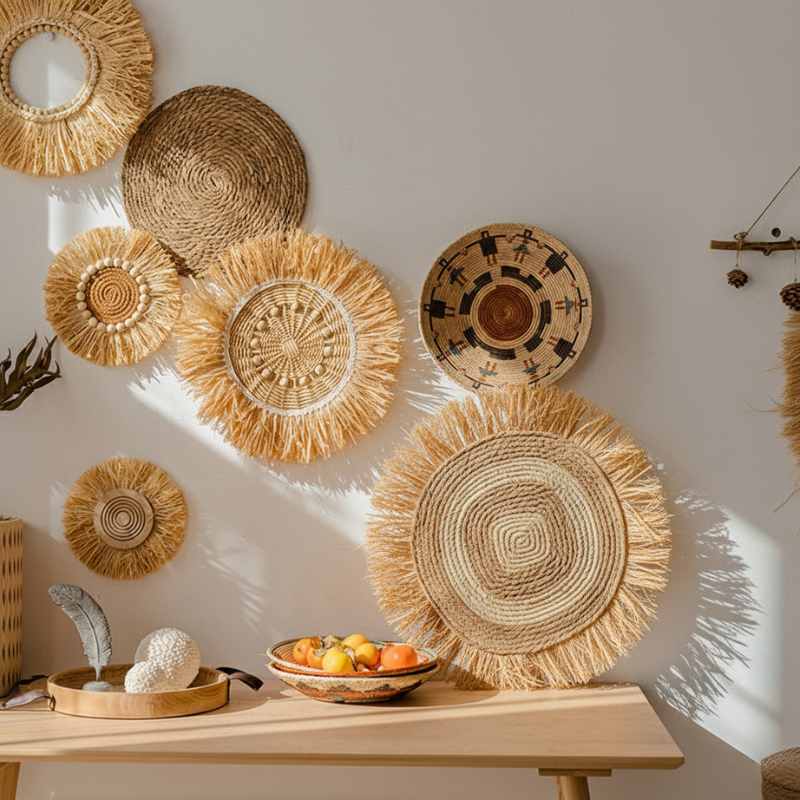 Boho Raffia Wall Decor Set