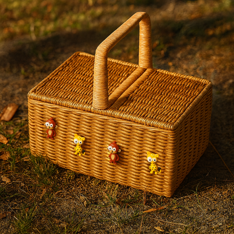 Animal Charm Lidded Picnic Basket Bundle