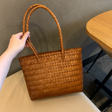Woven Rattan-Style Shoulder Bag