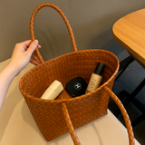 Woven Rattan-Style Shoulder Bag
