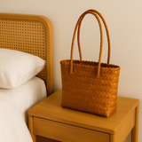 Woven Rattan-Style Shoulder Bag