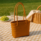 Woven Rattan-Style Shoulder Bag