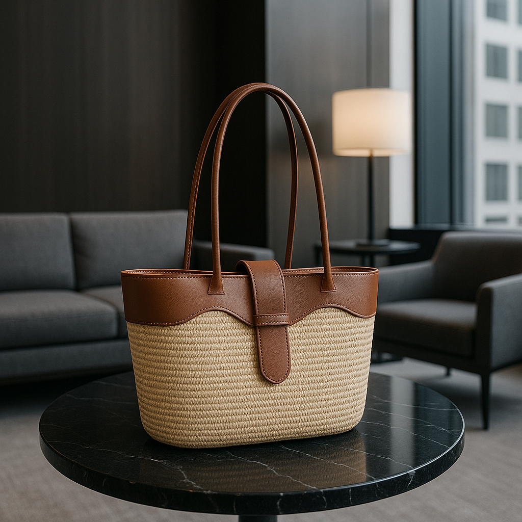 Woven Straw Shoulder Tote