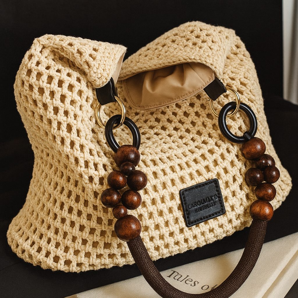 Rattan-Style Woven Bucket Bag