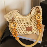 Rattan-Style Woven Bucket Bag