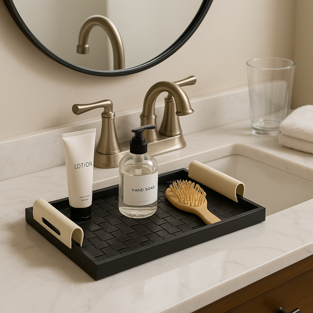 Rattan-Style Leather Tray