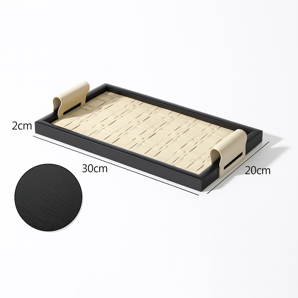 Rattan-Style Leather Tray