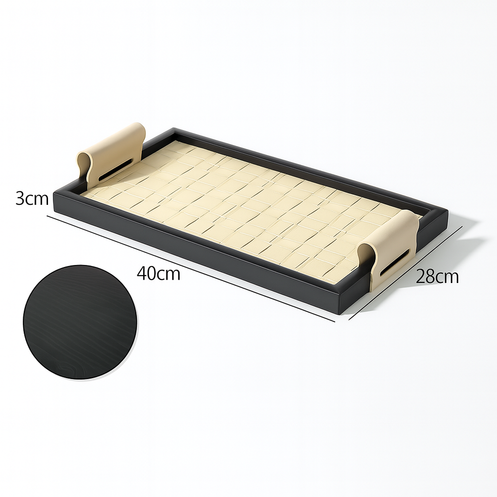 Rattan-Style Leather Tray