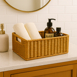 Handled Woven Rattan Storage Basket