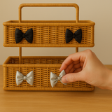Fluffy Bow Charm Rattan Shelf Bundle