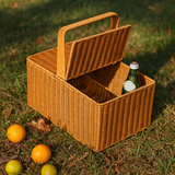 Lidded Rattan Picnic Basket