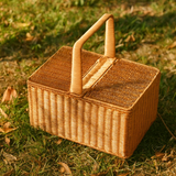 Lidded Rattan Picnic Basket