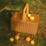 Lidded Rattan Picnic Basket