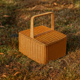 Lidded Rattan Picnic Basket
