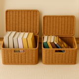 Woven Lidded Rattan Storage Basket