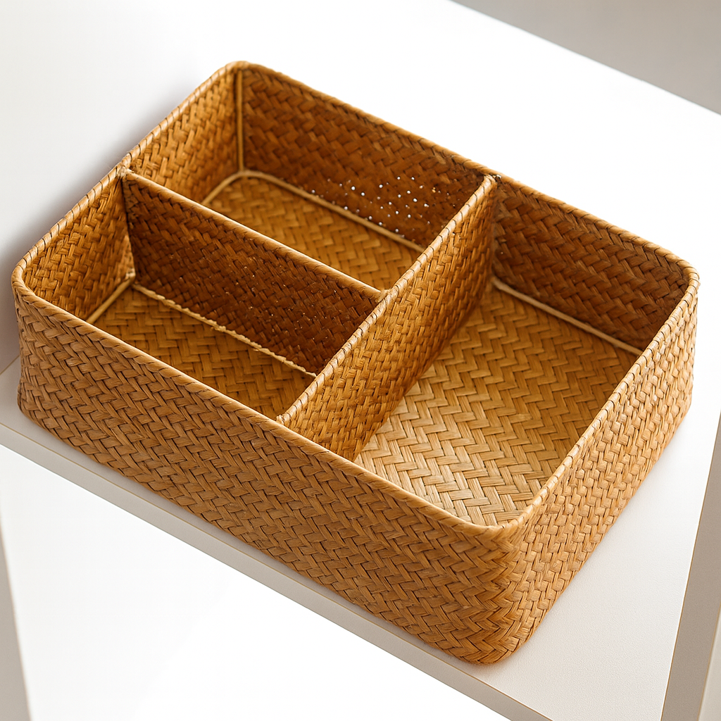 Rattan Divided Storage Organizer