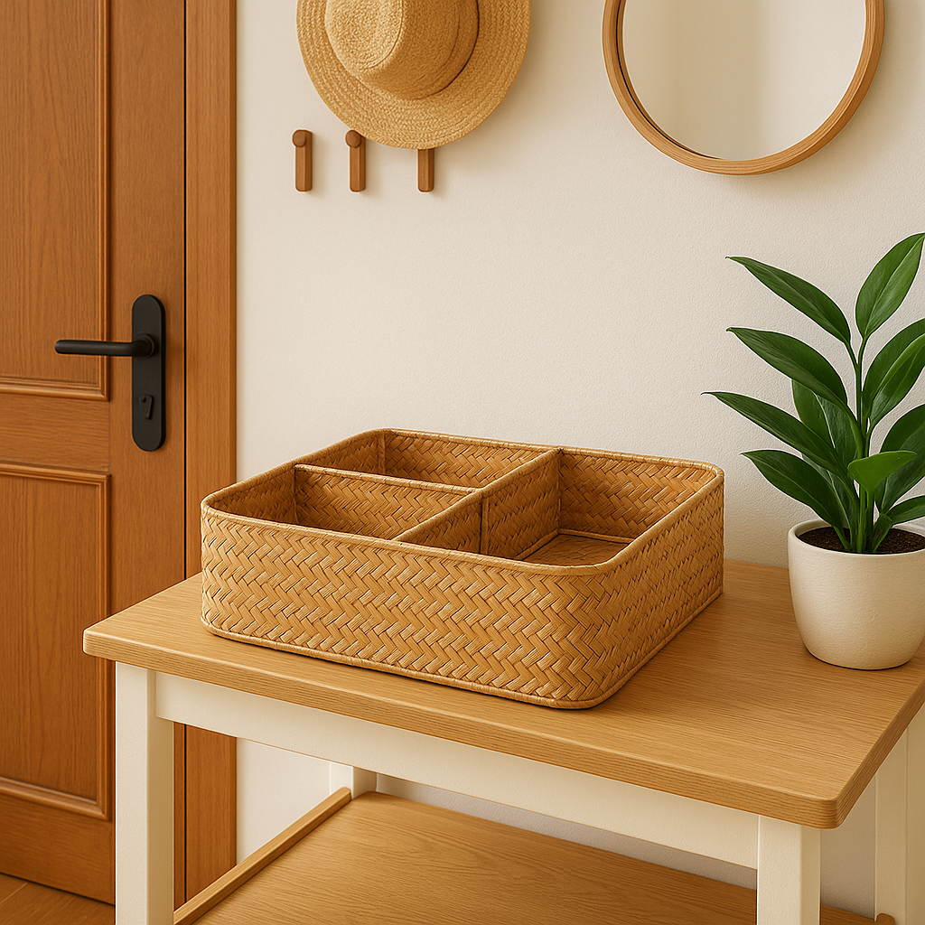 Rattan Divided Storage Organizer