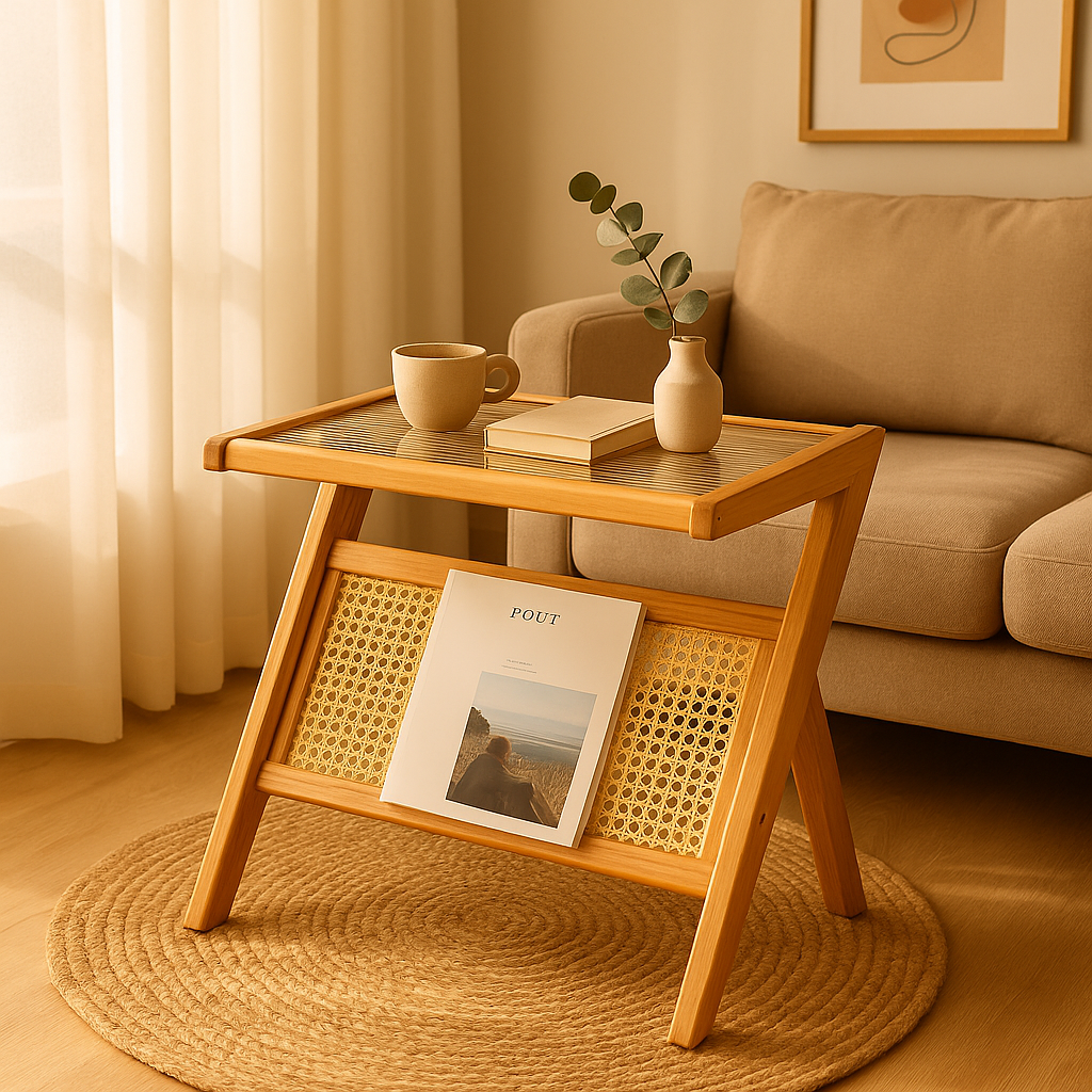 Rattan Side Table with Storage