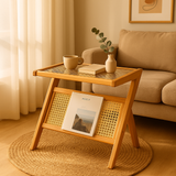 Rattan Side Table with Storage