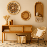 Woven Rattan Wall Shelf Set