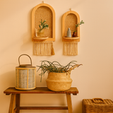 Woven Rattan Wall Shelf Set