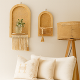 Woven Rattan Wall Shelf Set