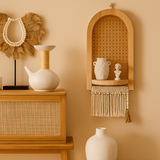 Woven Rattan Wall Shelf Set