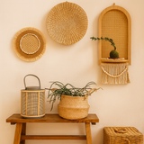 Woven Rattan Wall Shelf Set