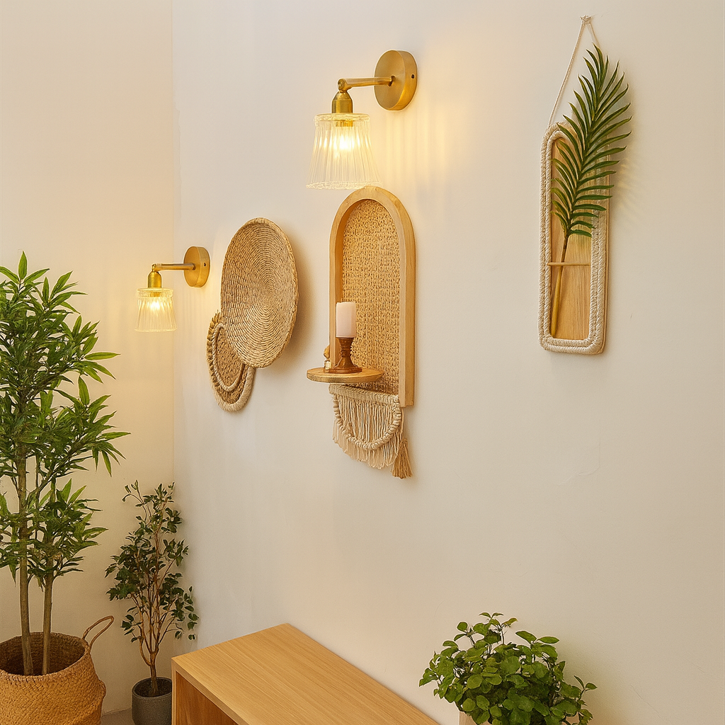Woven Rattan Wall Shelf Set