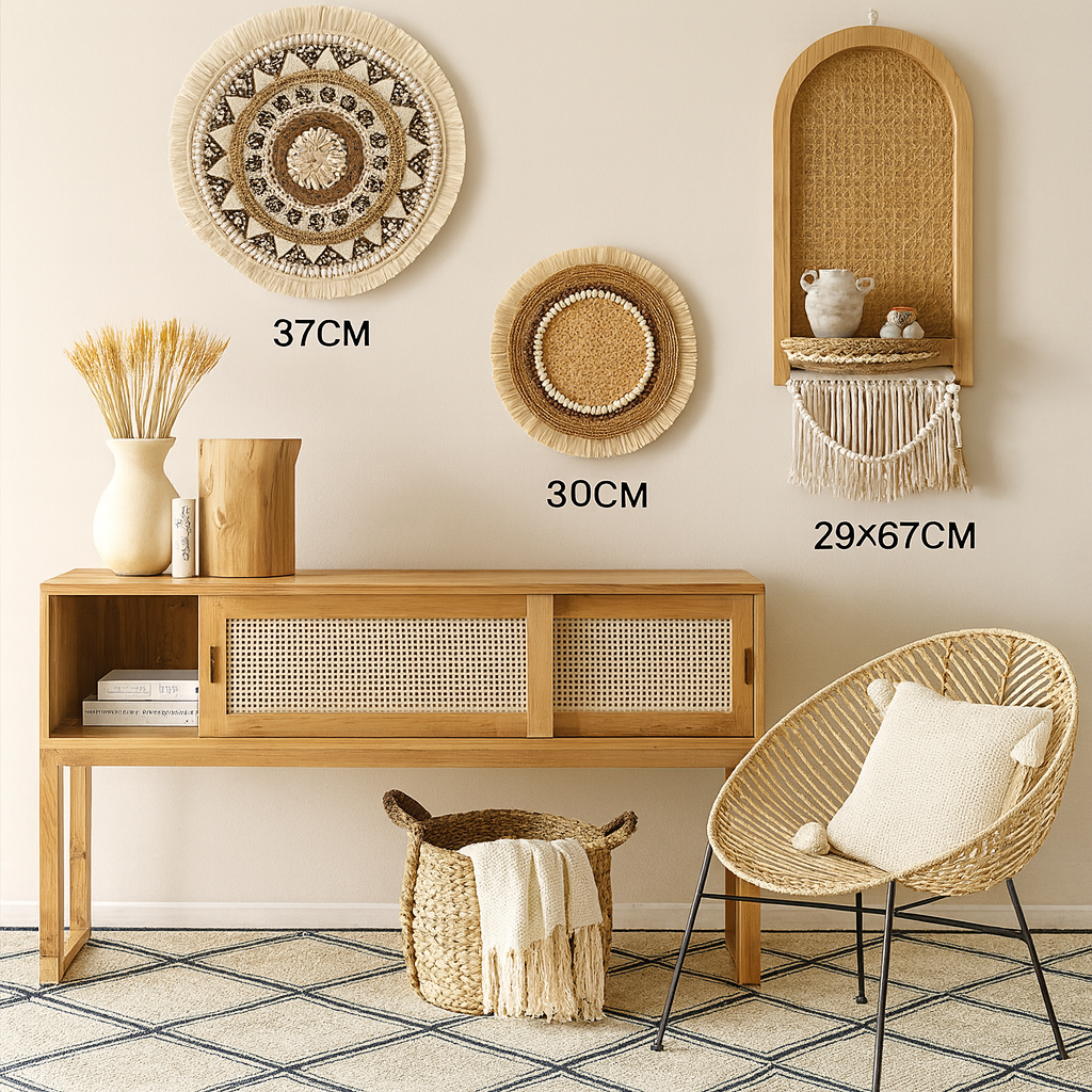 Woven Rattan Wall Shelf Set